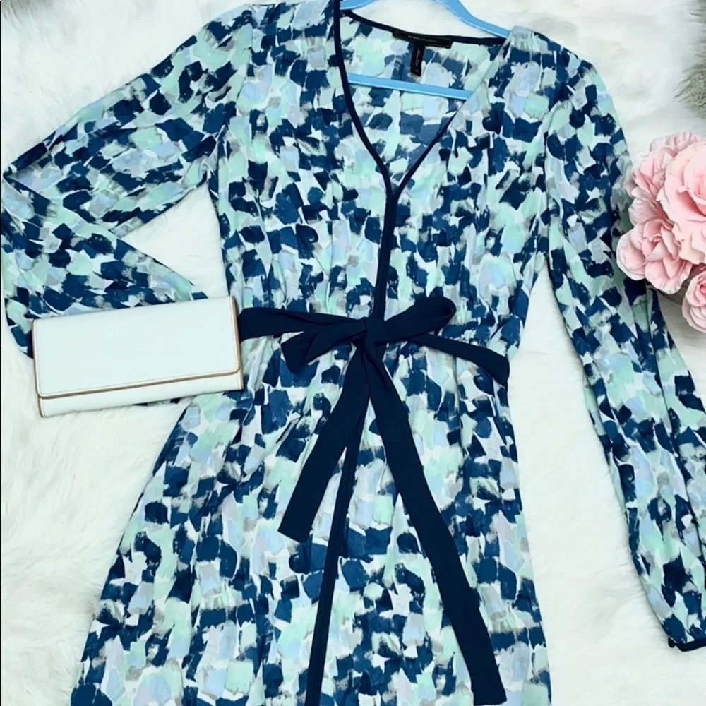 BCBGMaxAzria Blue and White Long Sleeve Dress - Picture 2 of 7